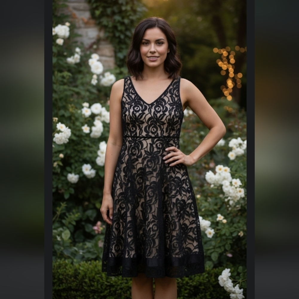 Like New Tahari Black Lace Dress